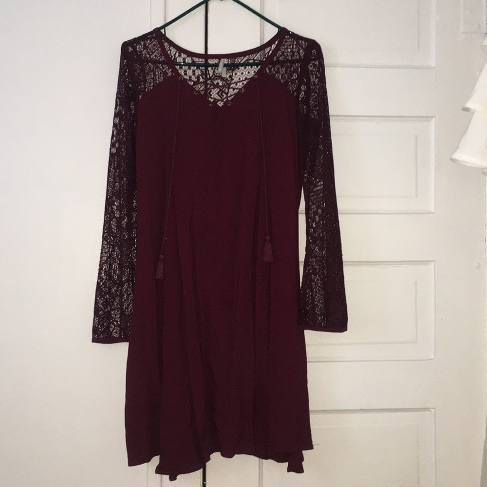Maroon long sleeve dress